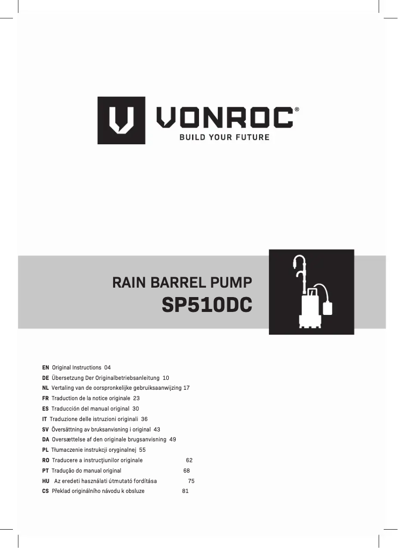 Page n°1 - Manuel utilisateur Vonroc SP510DC
