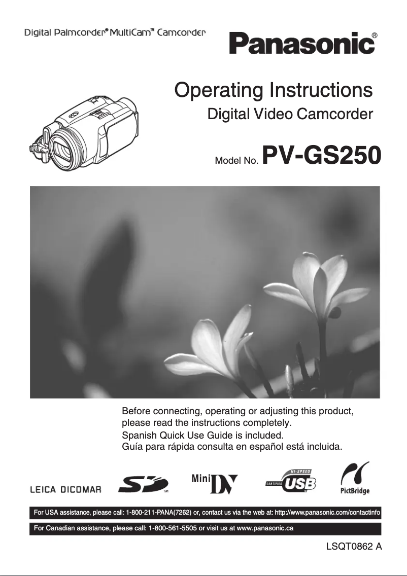 Image de la première page du manuel de l'appareil PV-GS250