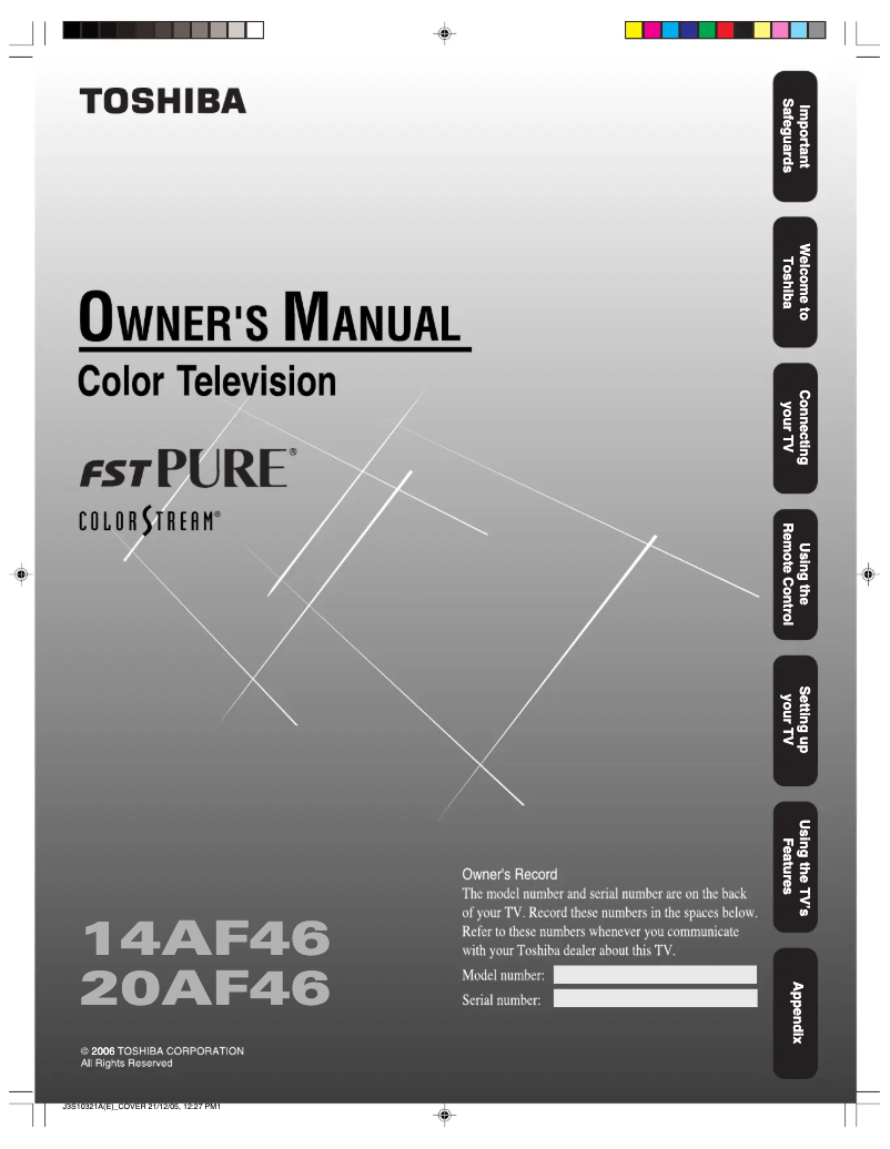Page n°1 - Manuel utilisateur Toshiba 14AF46