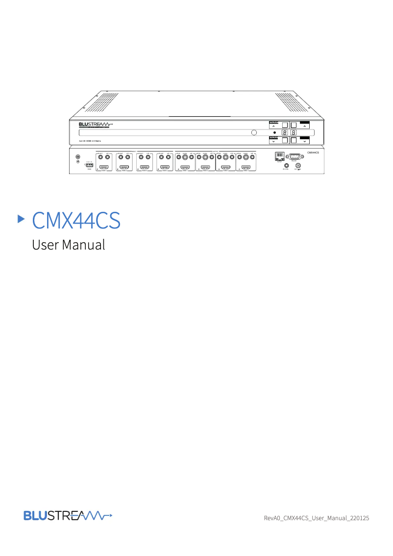 Page n°1 - Manuel utilisateur Blustream CMX44CS