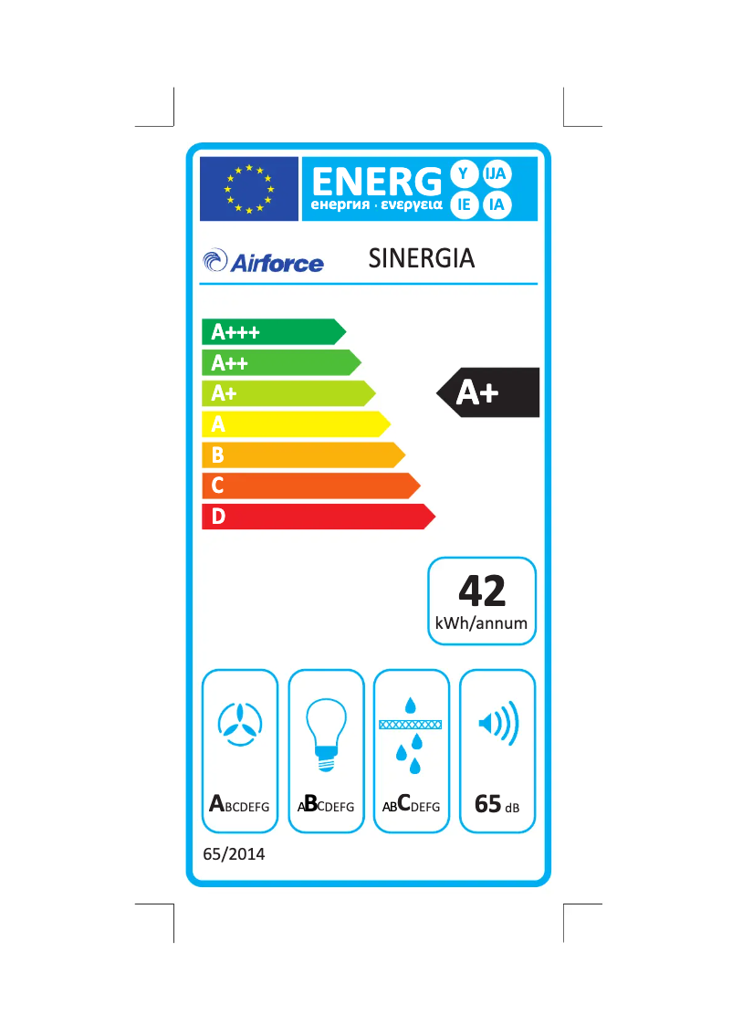 Page 1 de la notice Label énergétique Airforce Sinergia