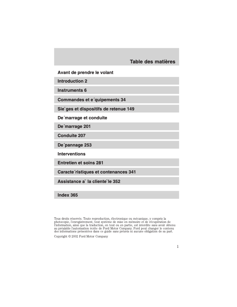 Page n°1 - Manuel utilisateur Ford Explorer (2002)