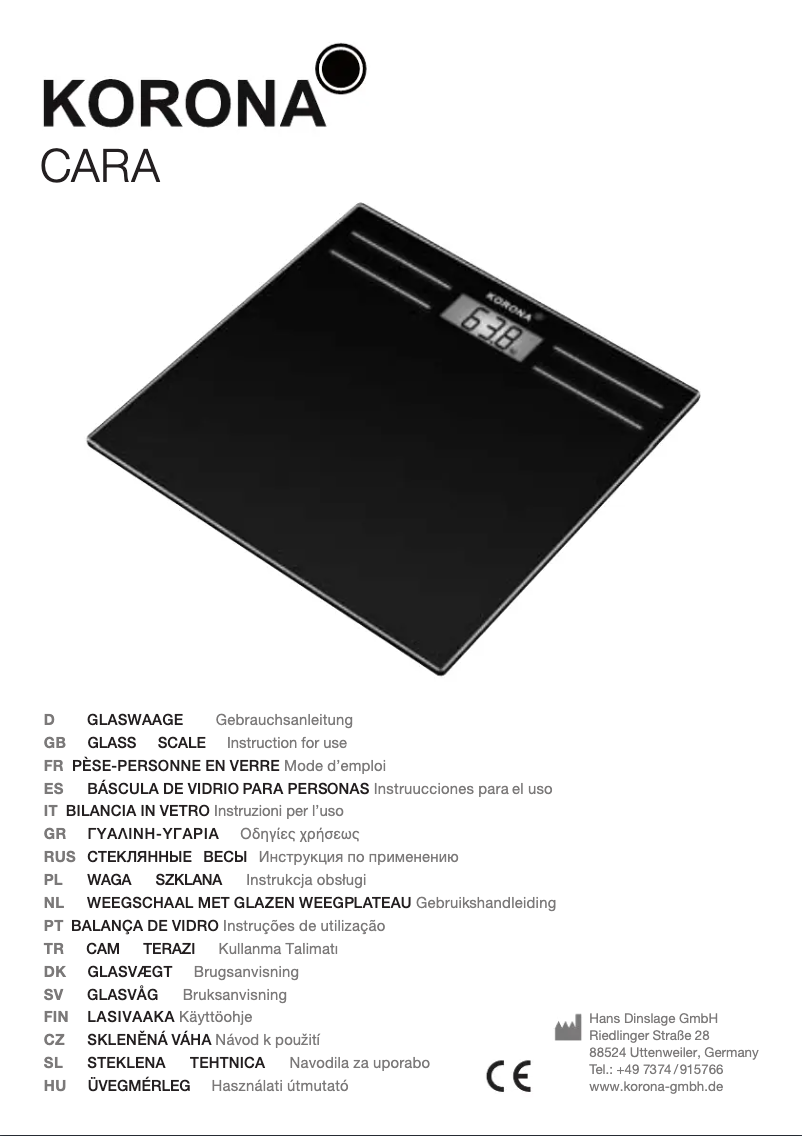 Page 1 de la notice Manuel utilisateur Korona Cara