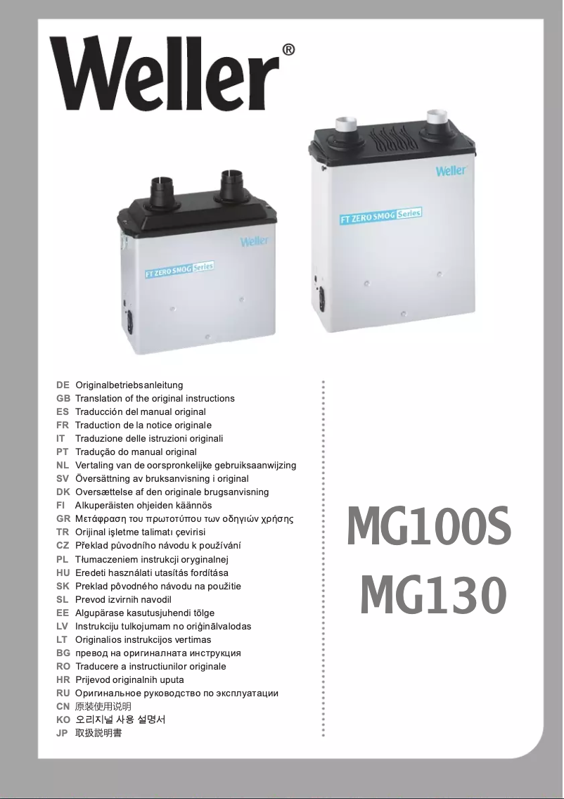 Page 1 de la notice Manuel utilisateur Weller MG130