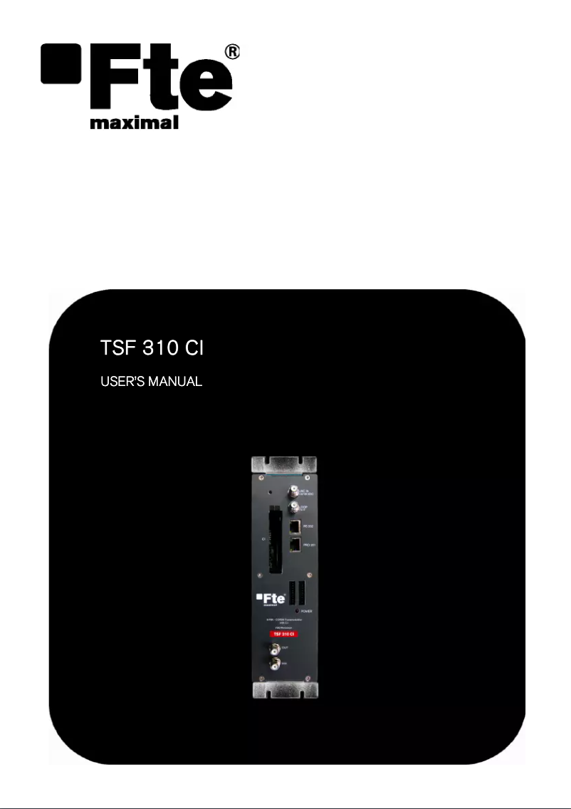 Page 1 de la notice Manuel utilisateur Fte maximal TSF 310 CI