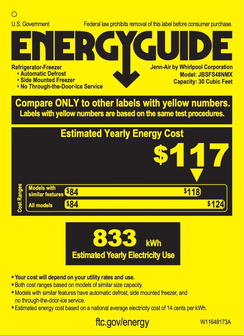 Page n°1 - Label énergétique JennAir JBSFS48NMX