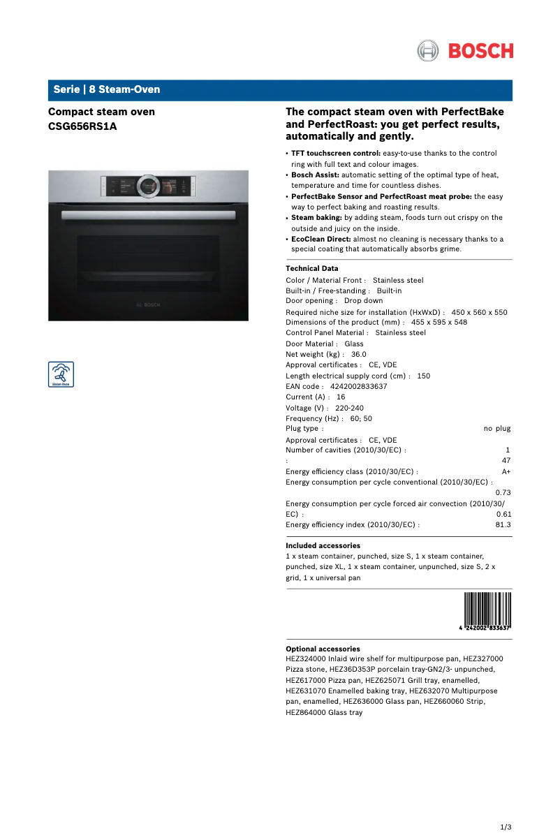 Image de la première page du manuel de l'appareil CSG656RS1A