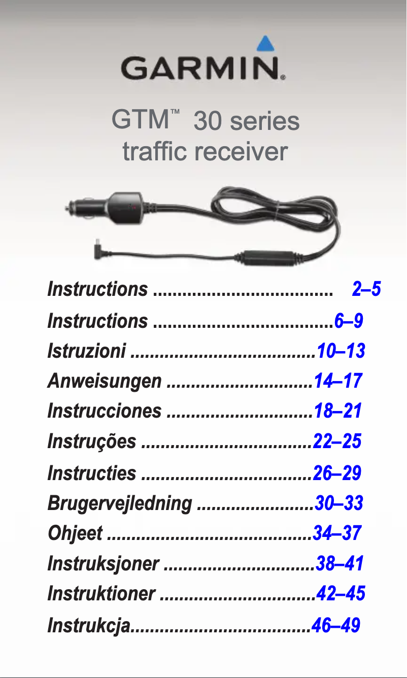 Page n°1 - Manuel utilisateur Garmin GTM 36