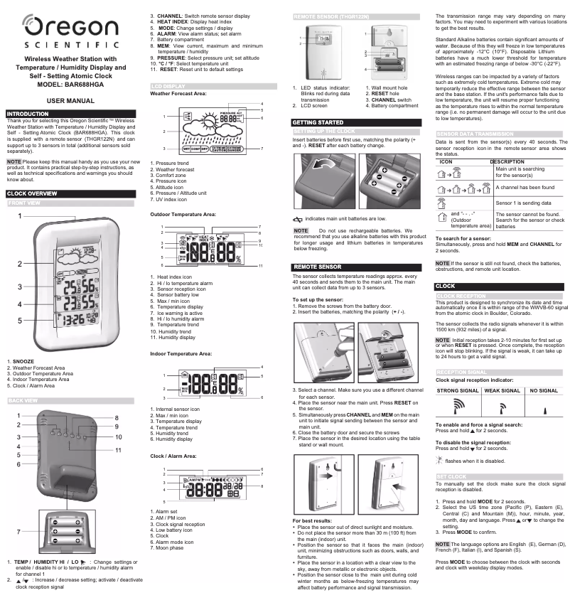 Image de la première page du manuel de l'appareil BAR688HGA