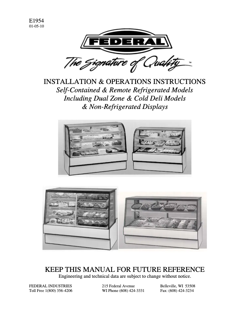 Page 1 de la notice Manuel utilisateur Federal ITRSS4834-B18