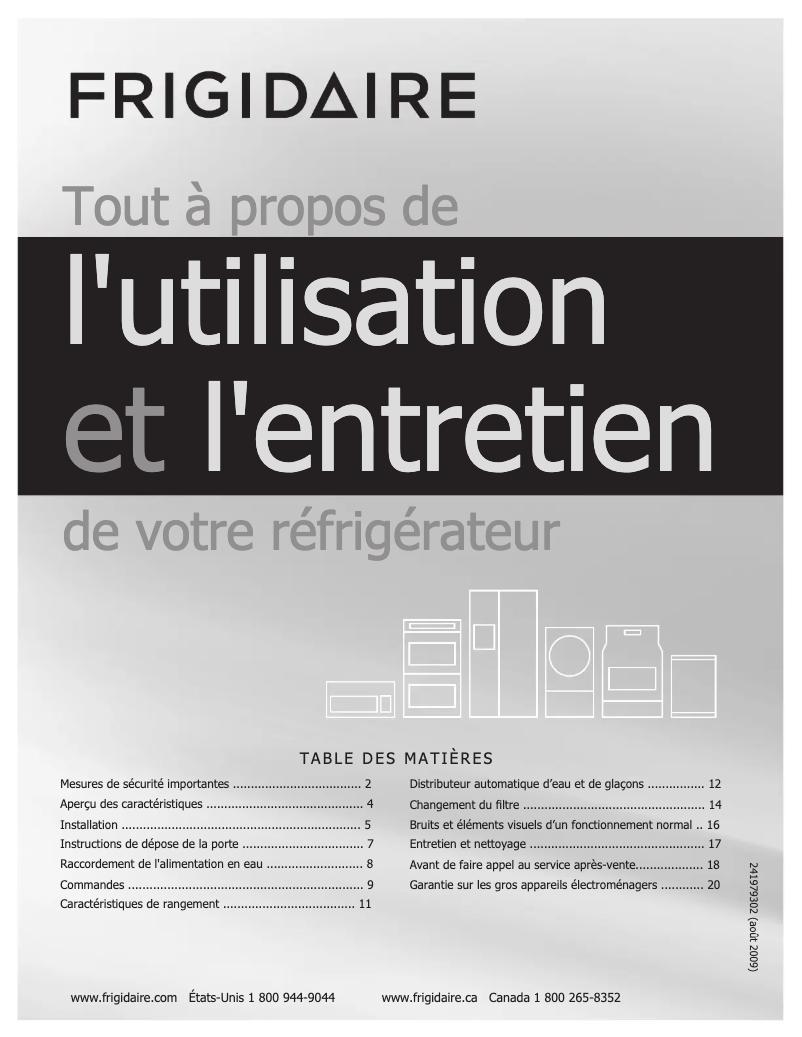 Page n°1 - Manuel utilisateur Frigidaire FGHC2344KF