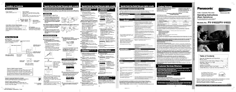 Page n°1 - Manuel utilisateur Panasonic PV-V4522