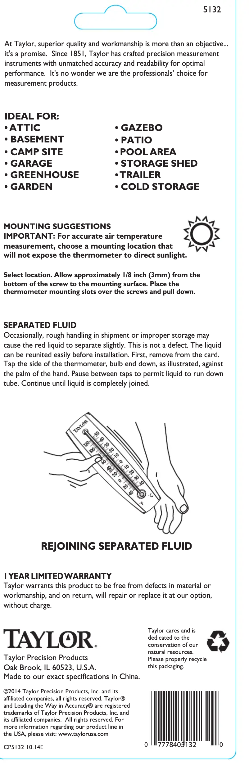 Page 1 de la notice Manuel utilisateur Taylor 5132N