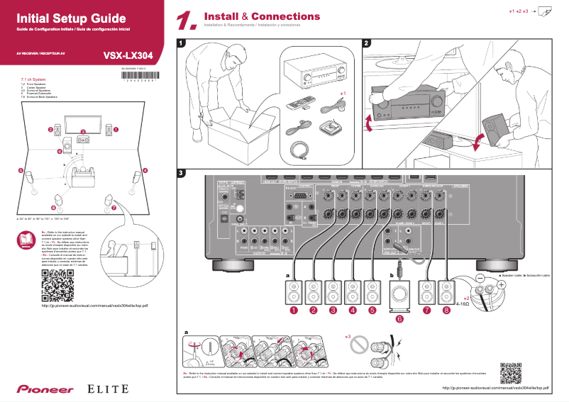 Page n°1 - Guide d'installation Pioneer Elite VSX-LX304