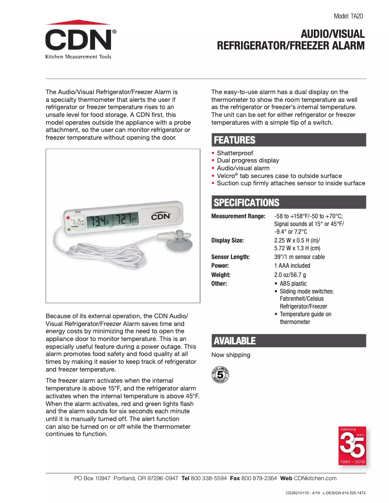 Page 1 de la notice Manuel utilisateur CDN TA20
