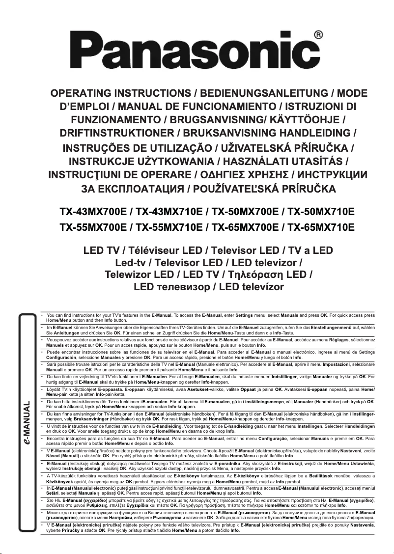 Page 1 de la notice Manuel utilisateur Panasonic TX-65MX700E