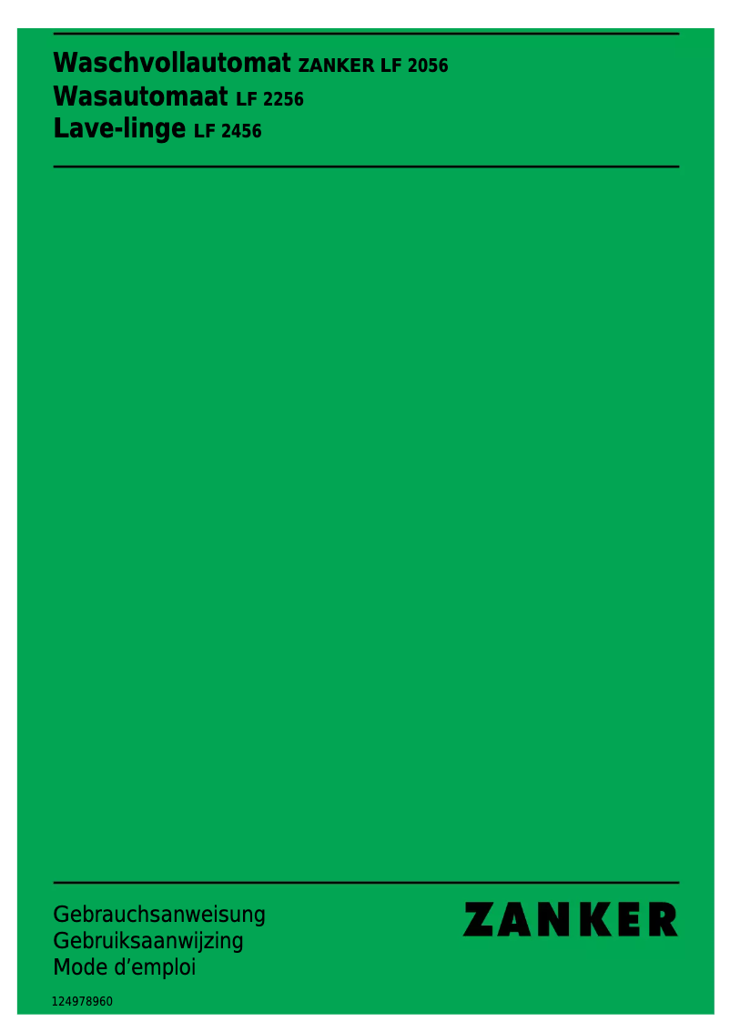 Page 1 de la notice Manuel utilisateur Zanker LF 2056