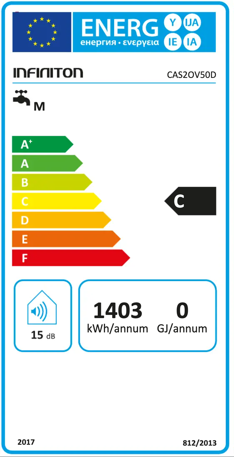Page 1 de la notice Label énergétique Infiniton CAS2OV50D