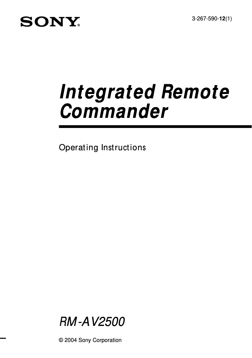 Page n°1 - Manuel utilisateur Sony RM-AV2500