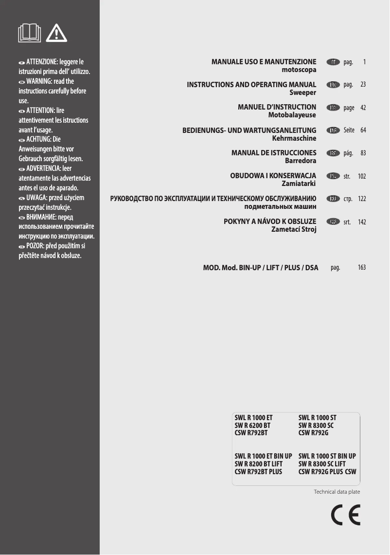 Page 1 de la notice Manuel utilisateur Lavorwash SWL1000ET