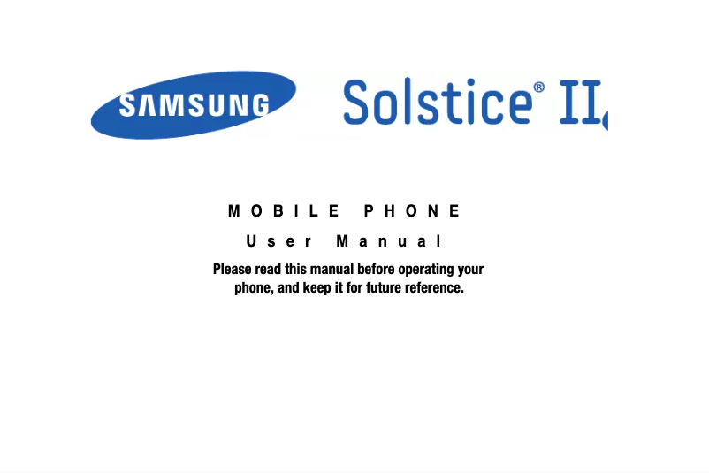 Page n°1 - Manuel utilisateur AT&T Solstice II