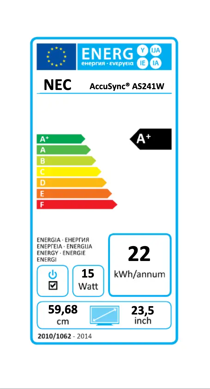 Página 1 del manual Etiqueta energética NEC AccuSync AS241W
