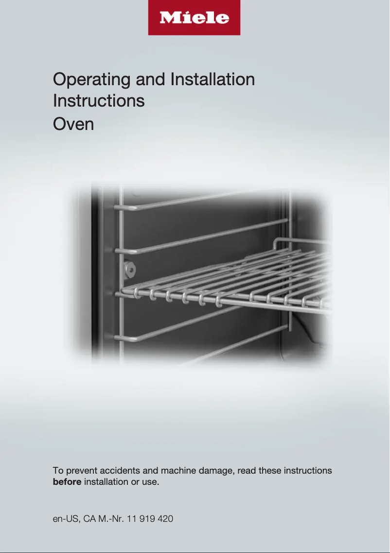 Page n°1 - Guide d'installation Miele H 7280 BP
