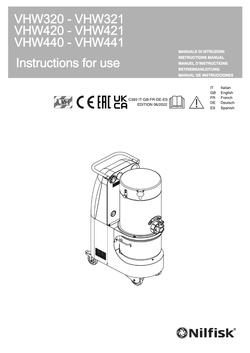 Page n°1 - Manuel utilisateur Nilfisk VHW440