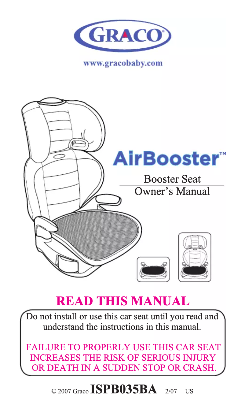 Page n°1 - Manuel utilisateur Graco Booster Air