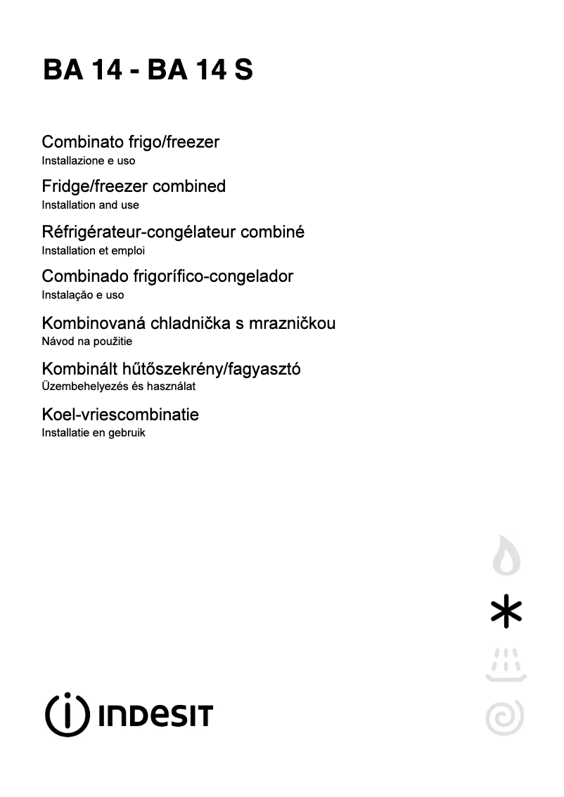 Page 1 de la notice Manuel utilisateur Indesit BA 14 W