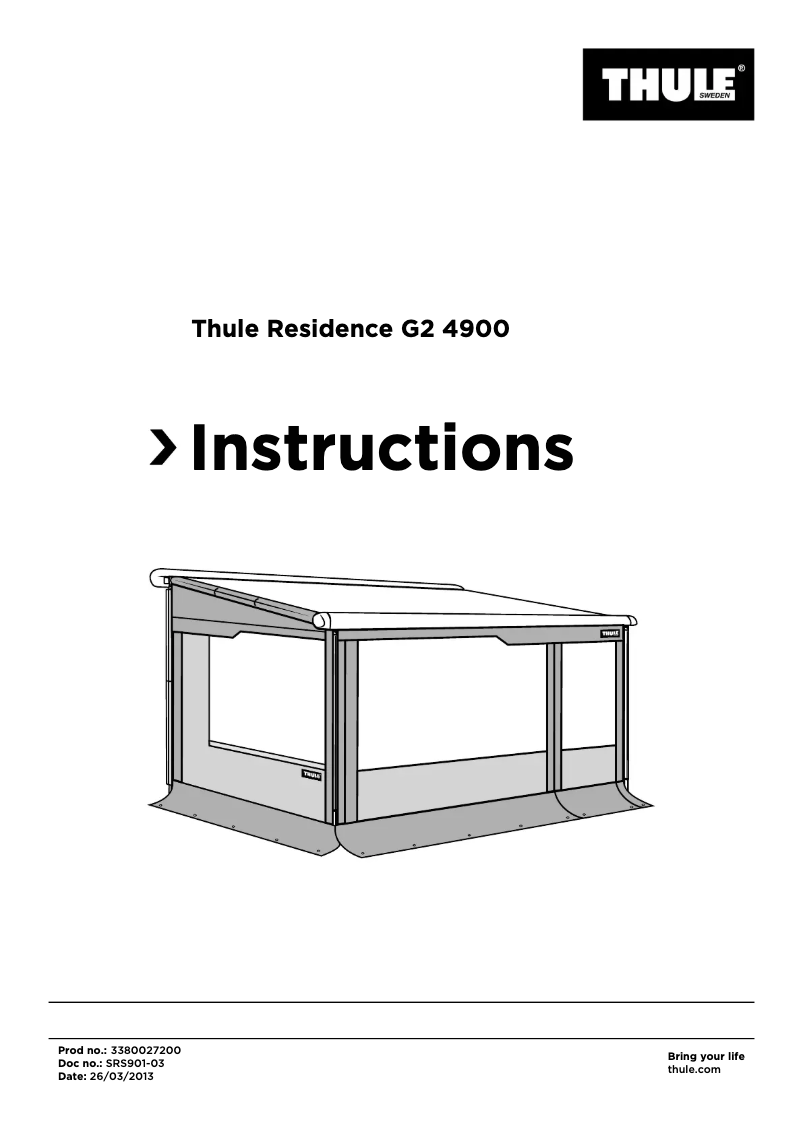 Page 1 de la notice Manuel utilisateur Thule Residence G2 4900