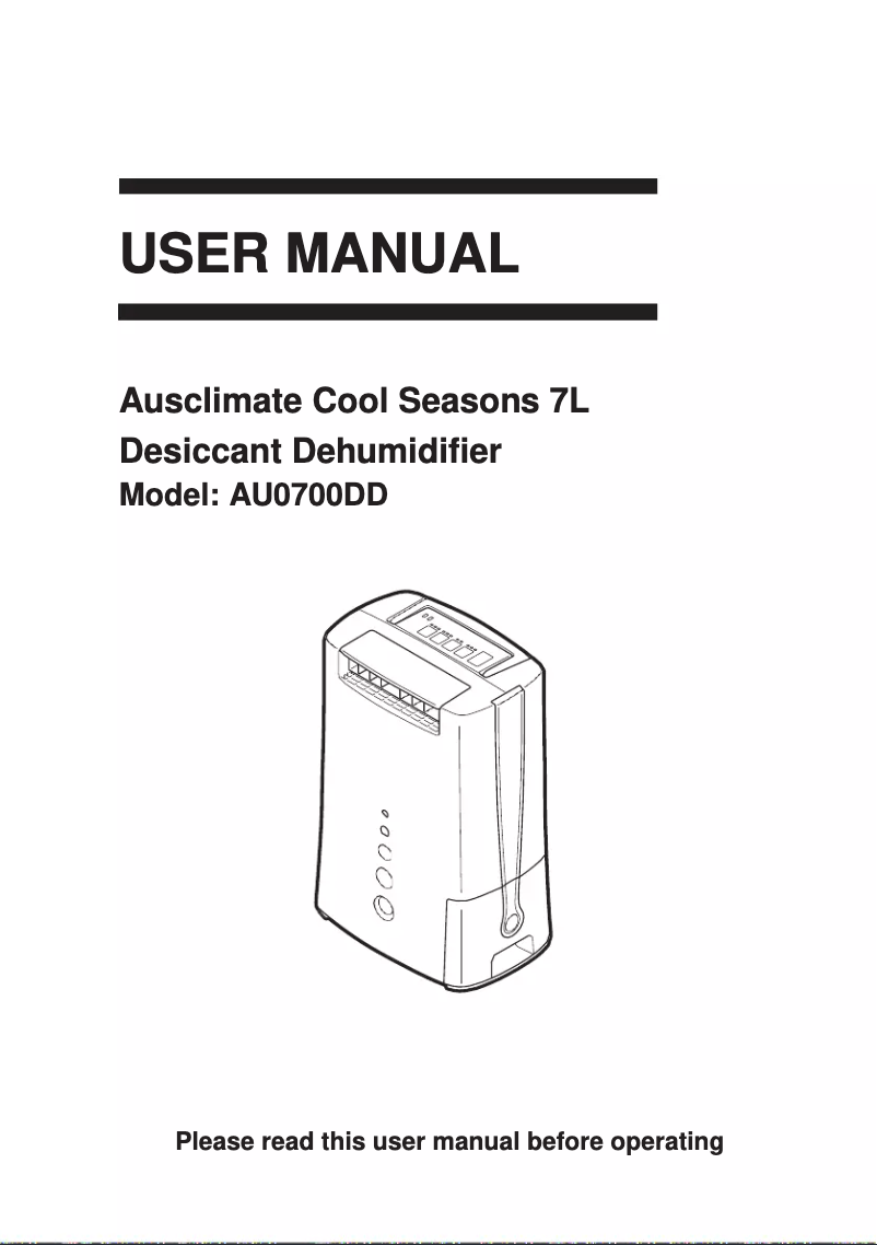 Image de la première page du manuel de l'appareil Cool Seasons 7L AU0700DD