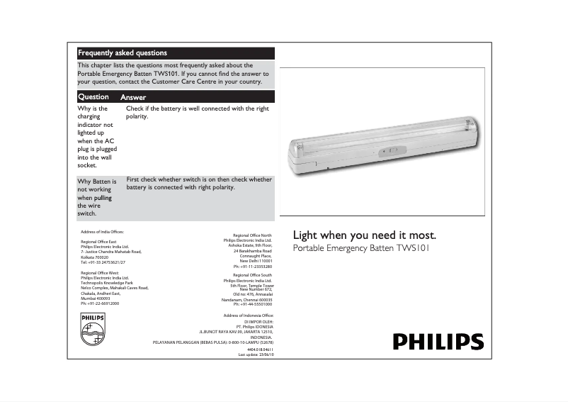 Page 1 de la notice Manuel utilisateur Philips TWS101