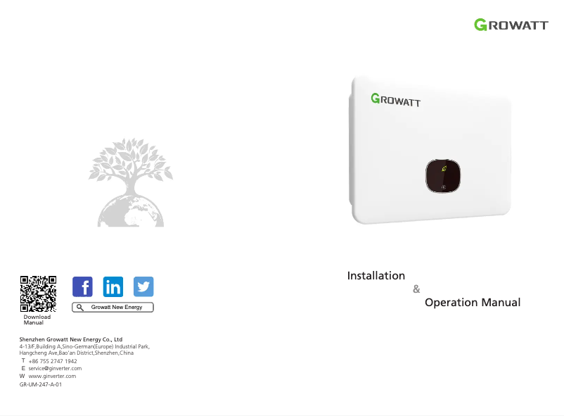 Page 1 de la notice Manuel utilisateur Growatt MID 33-50KTL3-X2