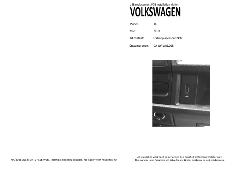 Image de la première page du manuel de l'appareil CA-IW-VAG.005