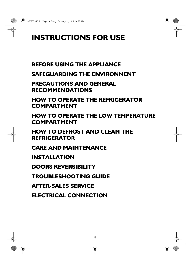 Page 1 de la notice Instructions / montage Whirlpool ARC 5570 A+W