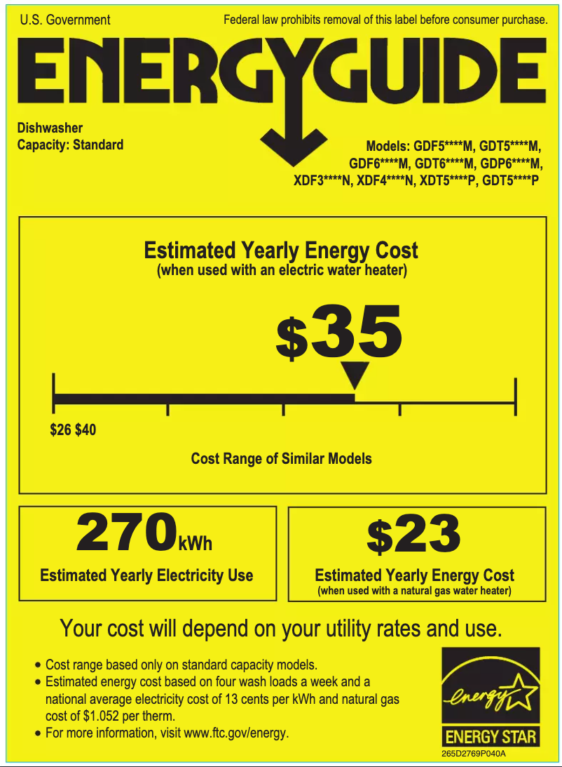 Page n°1 - Label énergétique Crosley XDF300PGNBB