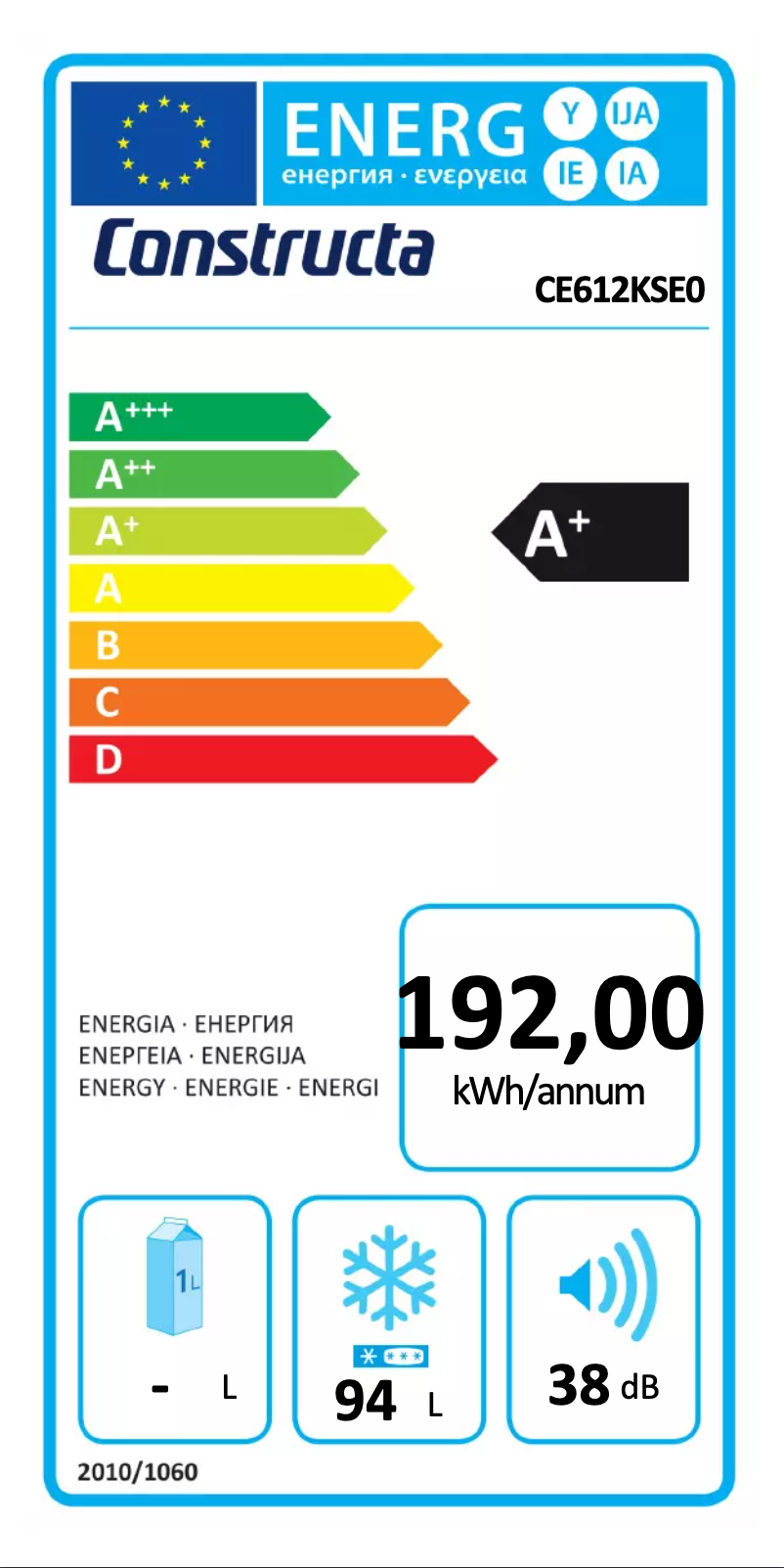 Page n°1 - Label énergétique Constructa CE612KSE0