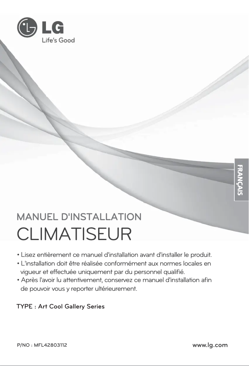 Page n°1 - Guide d'installation LG ARNU12GSF12