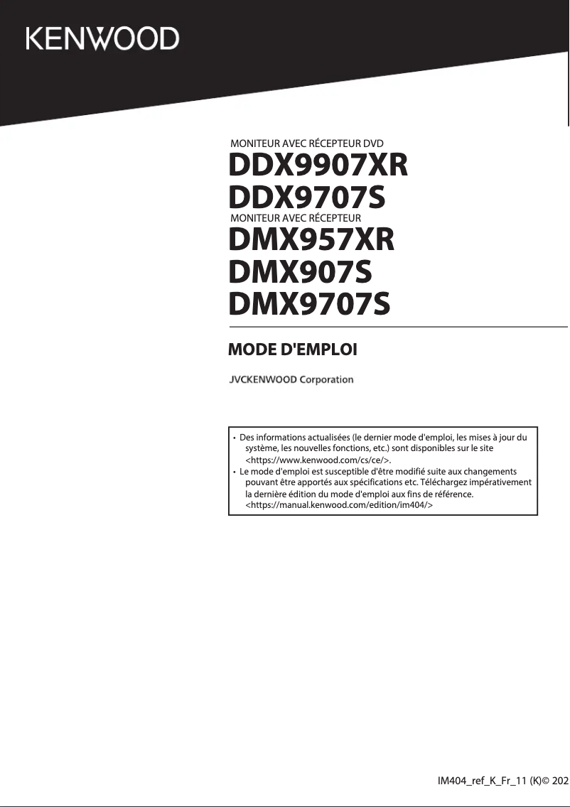 Página 1 del manual Manual de usuario Kenwood DMX957XR