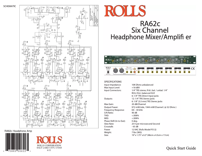 Page n°1 - Manuel utilisateur Rolls RA62c