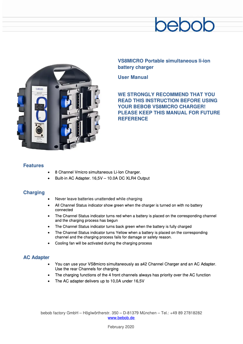 Image de la première page du manuel de l'appareil VS8MICRO