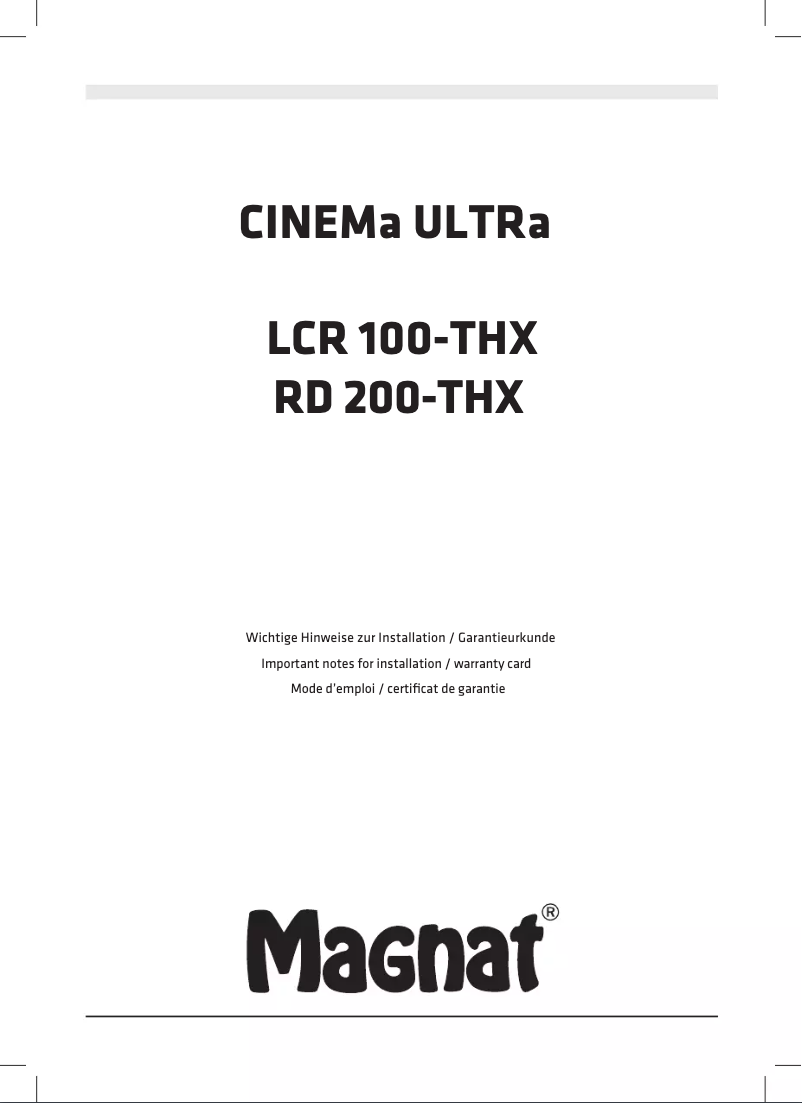 Imagen de la primera página del manual del dispositivo Cinema Ultra RD 200-THX
