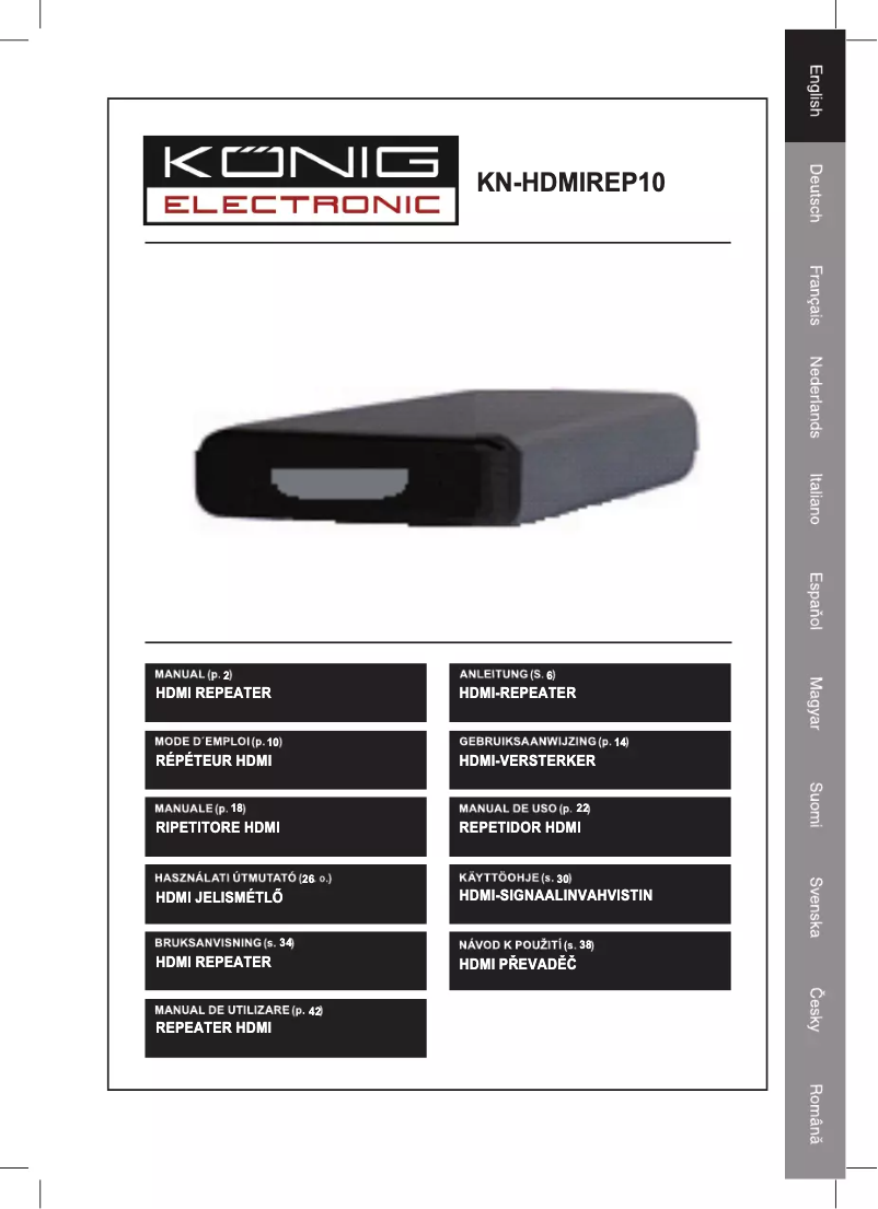 Page n°1 - Manuel utilisateur Konig KN-HDMIREP10