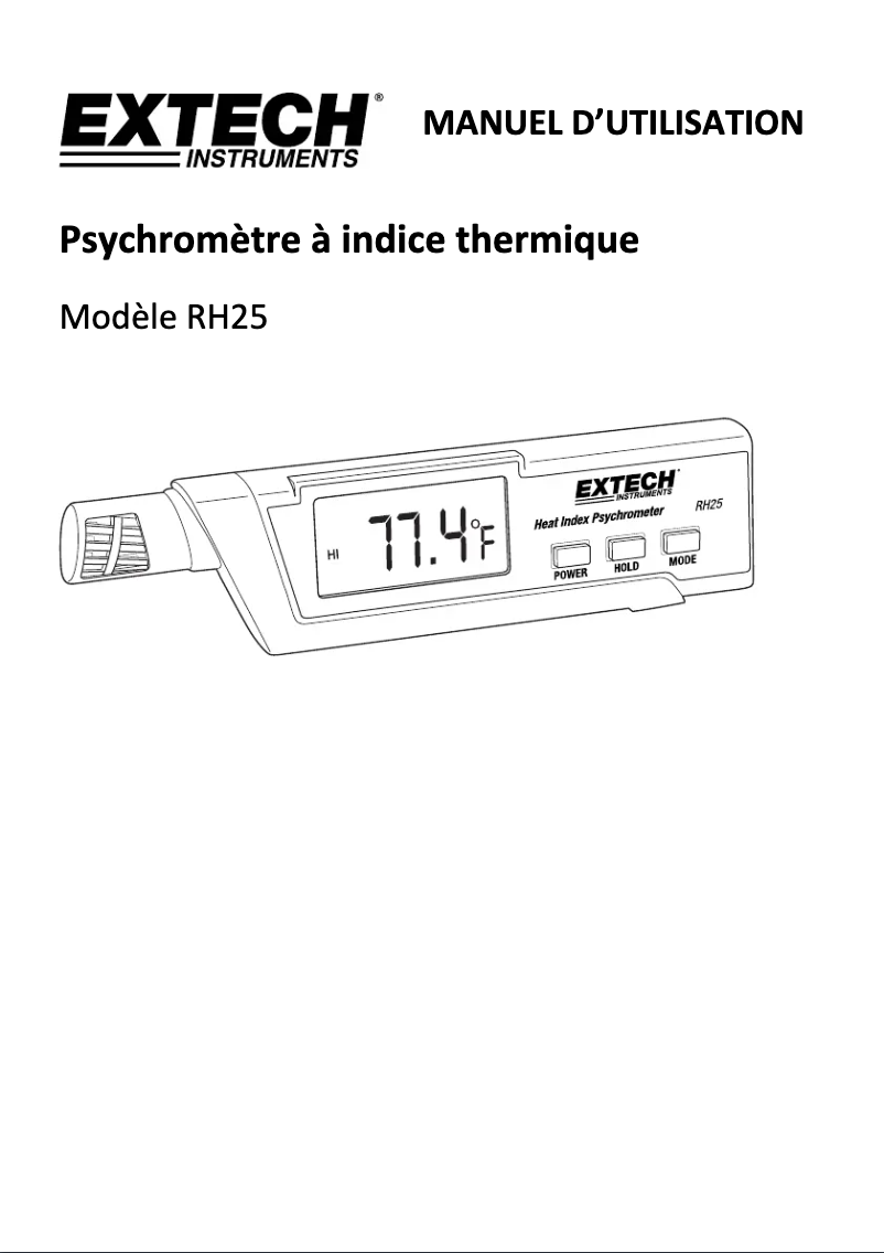 Page n°1 - Manuel utilisateur Extech RH25