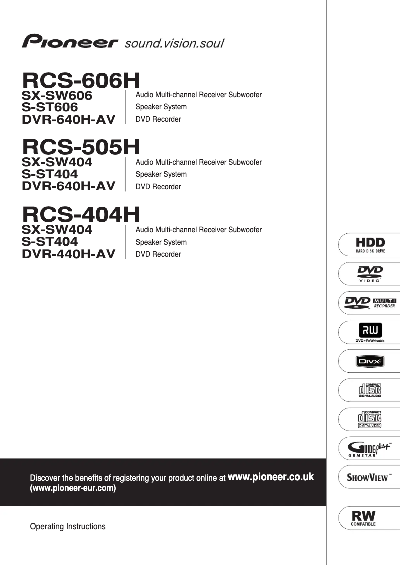 Page n°1 - Manuel utilisateur Pioneer RCS-606H