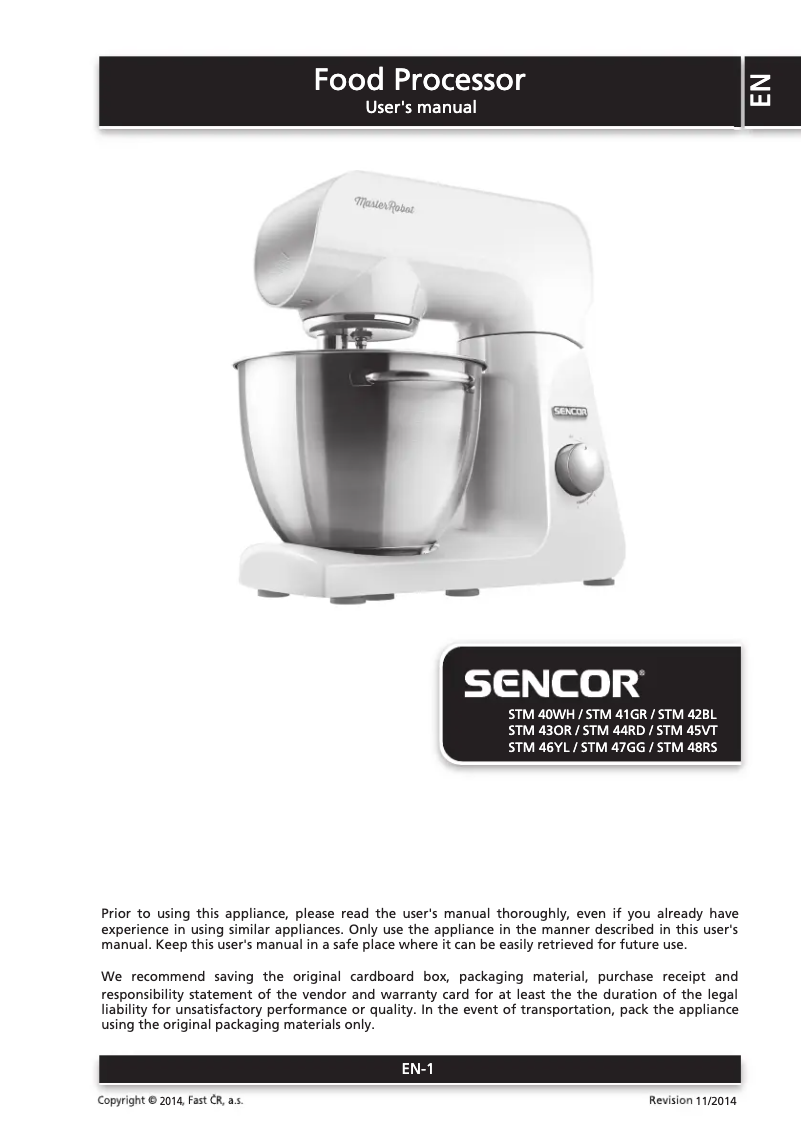 Page n°1 - Manuel utilisateur Sencor STM 41GR