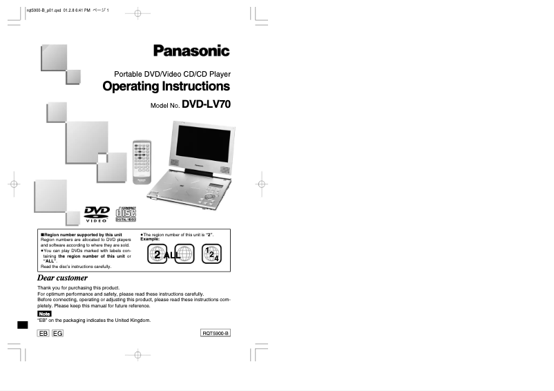 Page n°1 - Manuel utilisateur Panasonic DVD-LV70