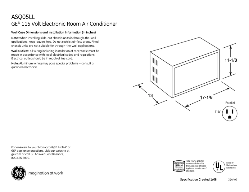 Image de la première page du manuel de l'appareil ASQ05LL