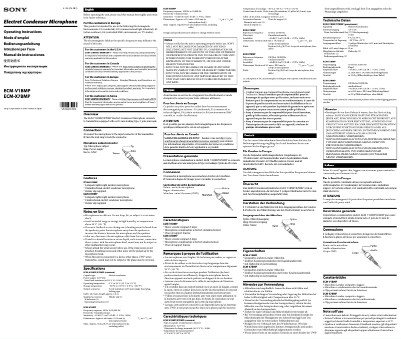 Image de la première page du manuel de l'appareil ECM-V1BMP